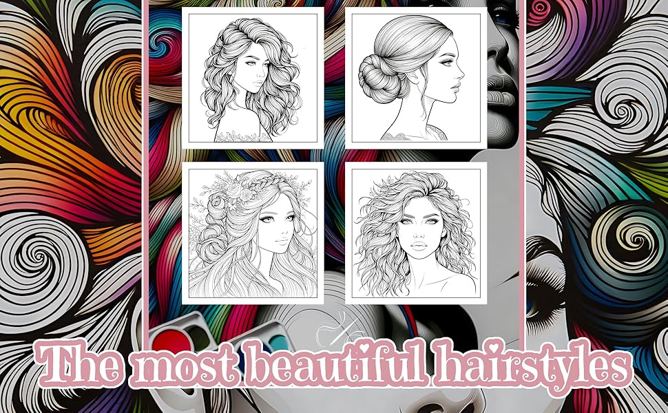 Fashion Hairstyles Coloring Book for girls
