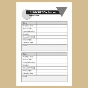 Subscription, membership, tracker, purchase, amount, payment, renewal, date