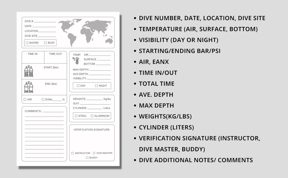 Scuba Diving Log Book All Your Scuba Dive Training Information and
