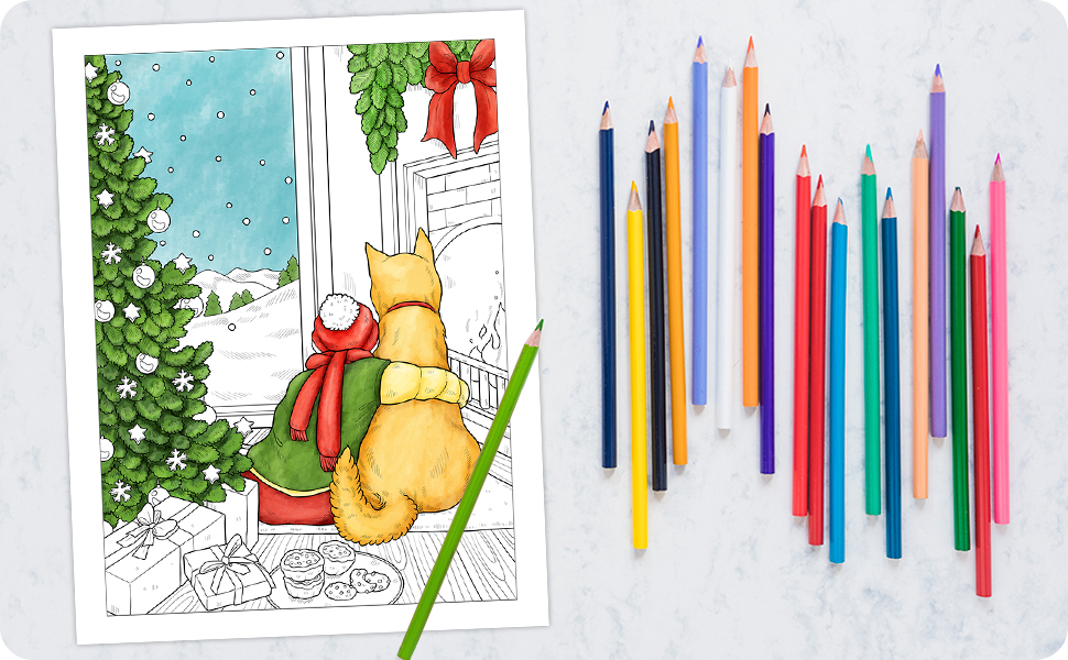 Cozy Christmas: Coloring Book with Winter Holiday and Festive Scenes