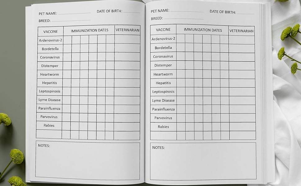 Dog Health and Vaccination Record Book Vaccination and Veterinary