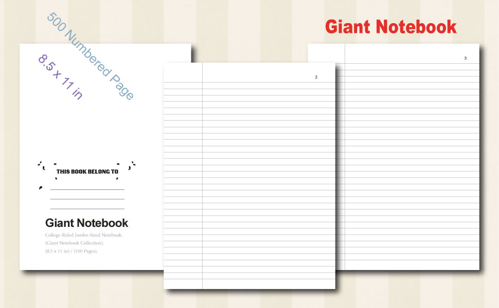 Giant Notebook 500 Pages CollegeRuled JumboSized Notebook, College