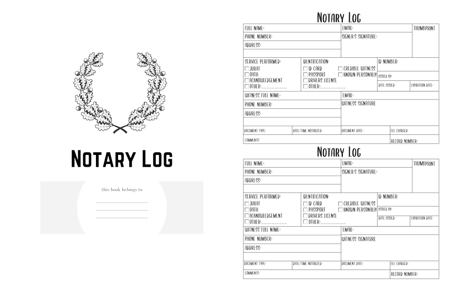 NOTARY LOG White Daisies Journal for Notaries Public Notary Public