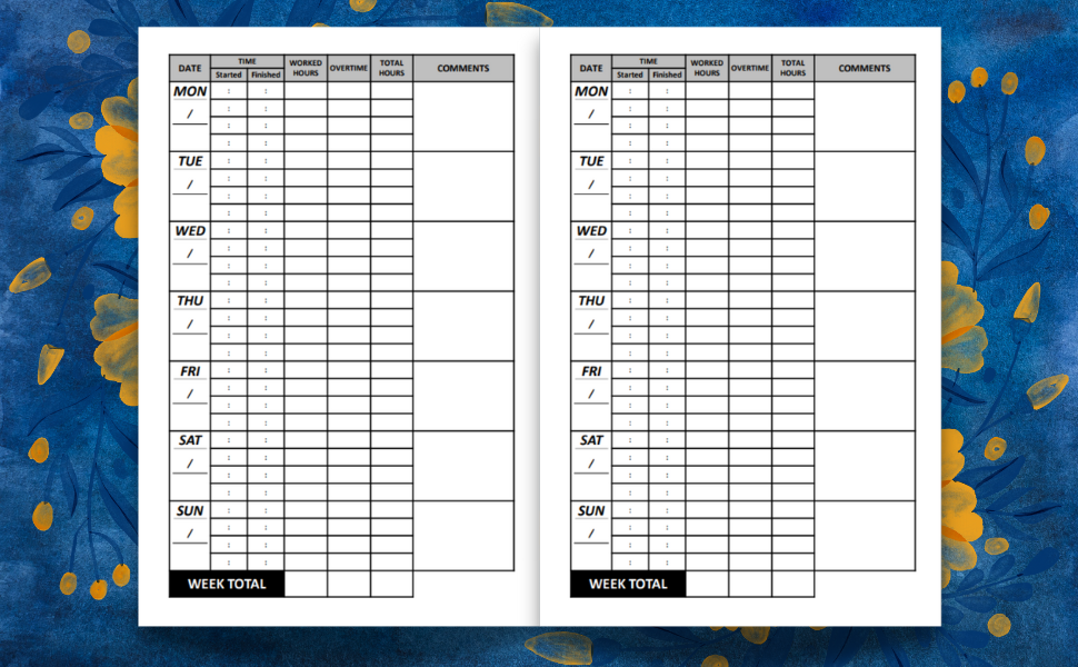 Weekly Work Hours Logbook weekly time sheet log book work