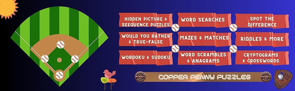 Baseball Activity Book Puzzles Games Boys Girls 9 to12 Sports Softball Little League Kids Pitch Bat