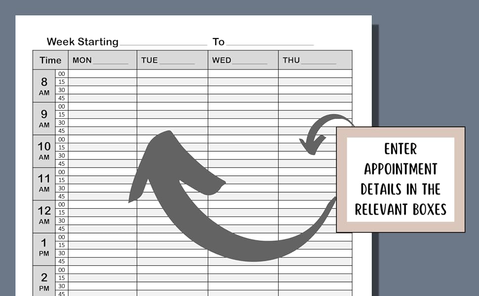 Hairdressing Appointment Book Undated Week To View Diary Scheduler