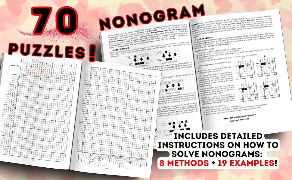 Nonogram Puzzle Book 70 Medium & Hard Color Valentine’s