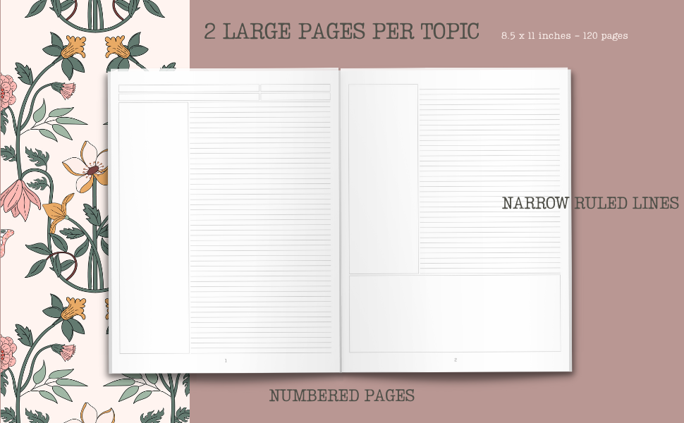 Cornell Notes Notebook Narrow Ruled Paper for Academic Note Taking