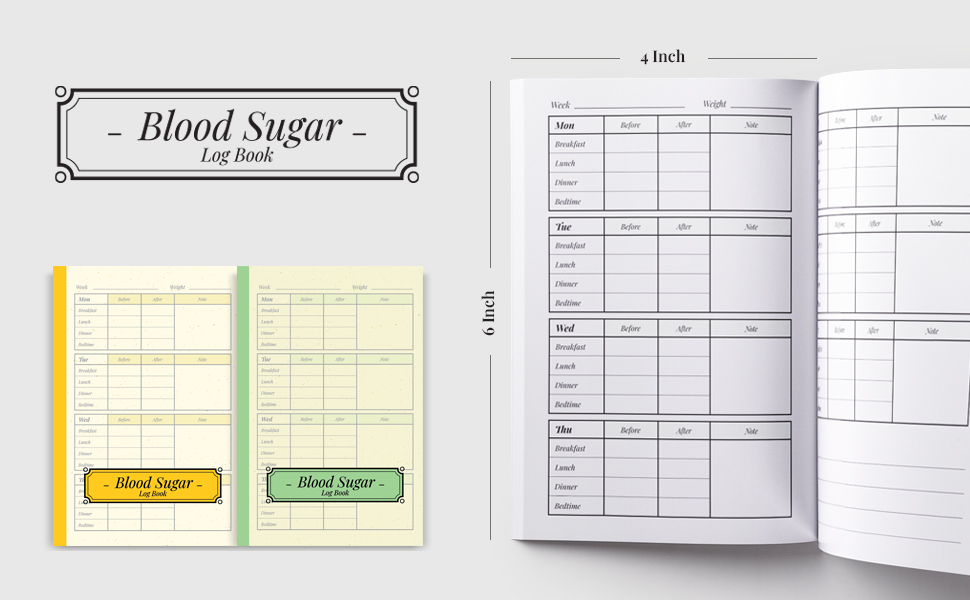 Blood Sugar Log Book 4x6 Inch Pocket Size Diabetes Log Book, 1 Year