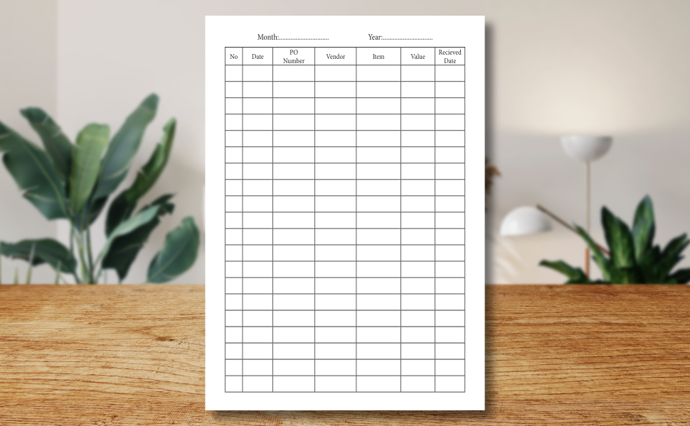 Purchase Order Log Book Purchase Order Tracking Journal I