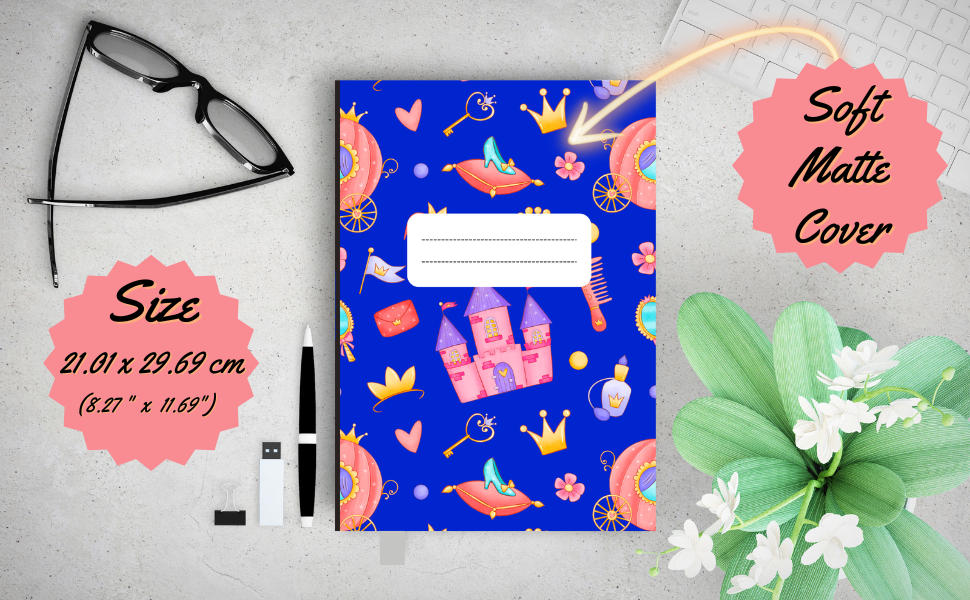 Half Blank Half Lined Exercise Book A4 Wide Ruled Notebook, 100 Pages