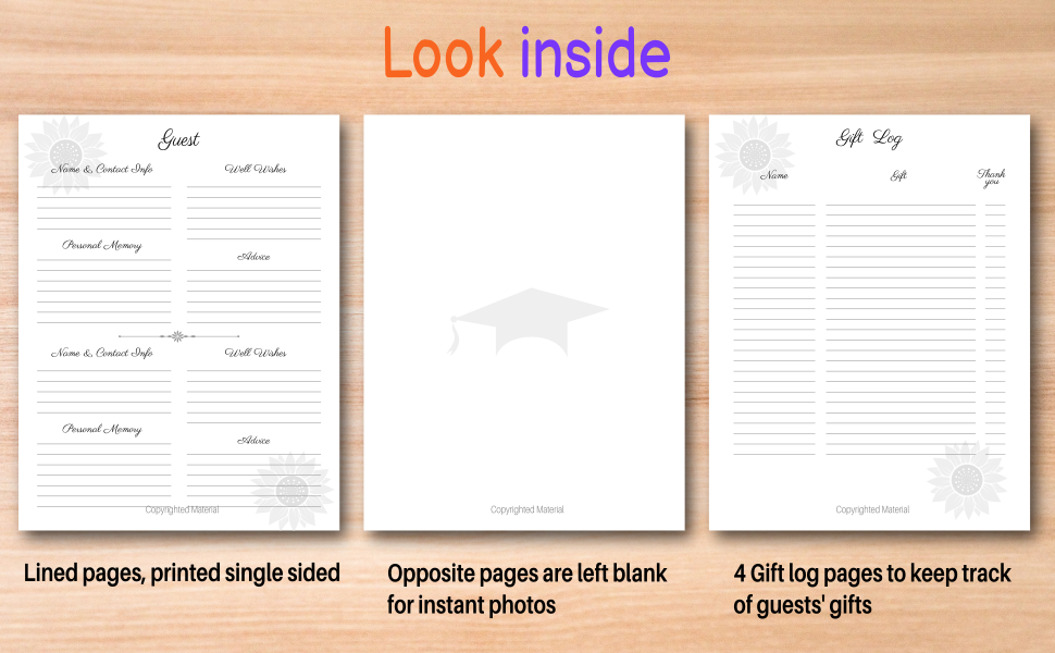 Senior 2023 Graduation Guest Book Sunflower Keepsake Book