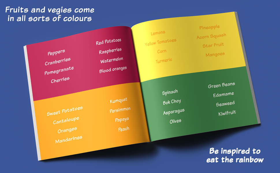 vegetables, fruits, words, picture book, learning, language, nutrition