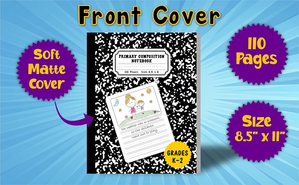 Primary Composition Notebook k2 Black Marble, Grades K2, Writing