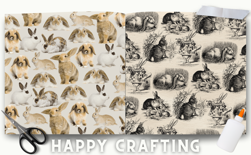 ◆Rabbit-PaperCutting-◆ Rabbit scrapbook paper, 8.5x8.5, 10 Designs, 20 Double-Sided