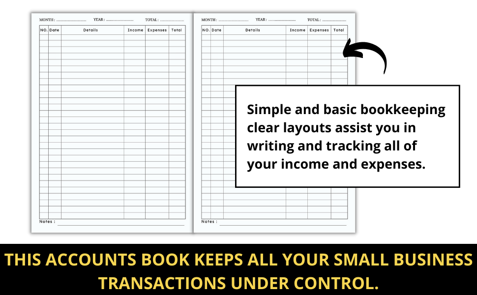 Accounts Book and expenses log book for self employed and small