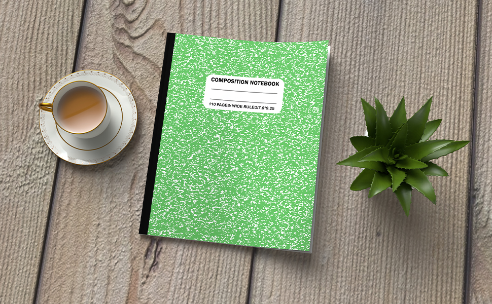 Green Composition Notebook Wide Ruled Marble Composition