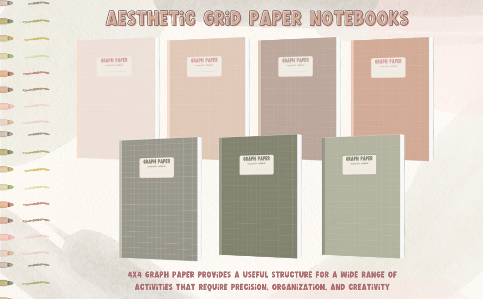 Graph Paper Composition Book Math Notebook with Quad Ruled 4x4 Grid