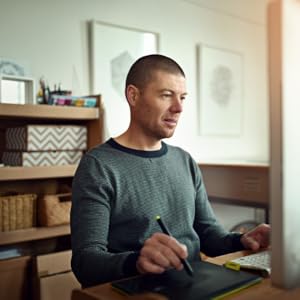 Man working on laptop