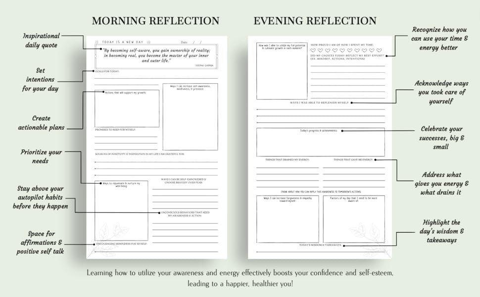 planner, daily journal with prompts, guided journal for women, prompts, writing prompts, mental, day