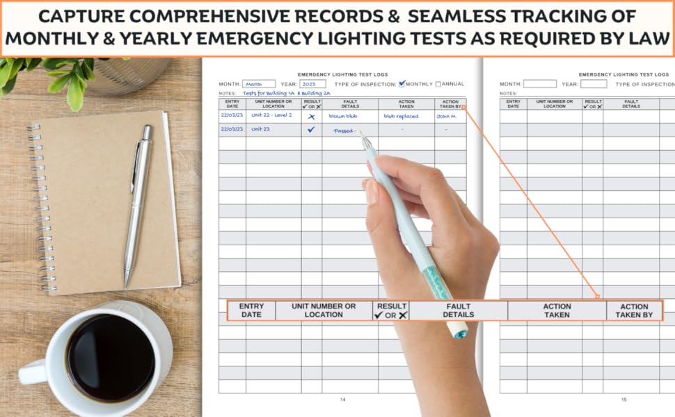Emergency Lighting Log Book Jumbo 150 Page (A4) Emergency Light