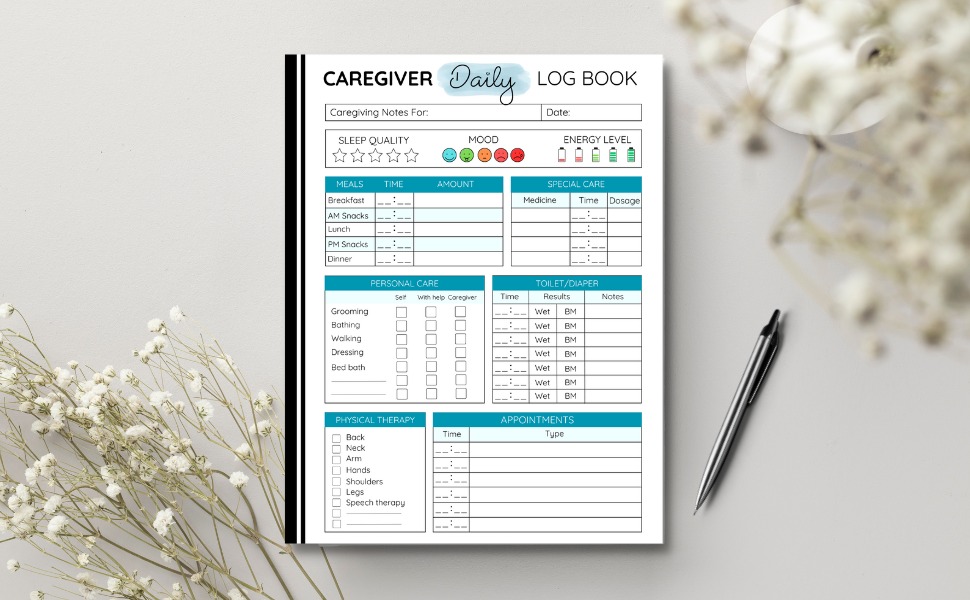 Caregiver Daily Log Book Personal Caregiver Organizer Log Book Caregiver Medical Journal A