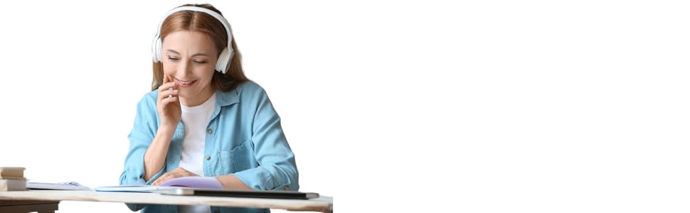 Woman listening with headphones