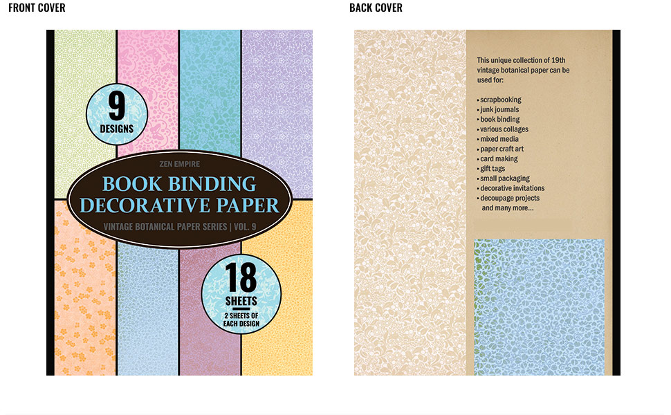 BONHEUR Papier　0329 Book Binding Decorative Paper: 18 Sheets of Pastel Light