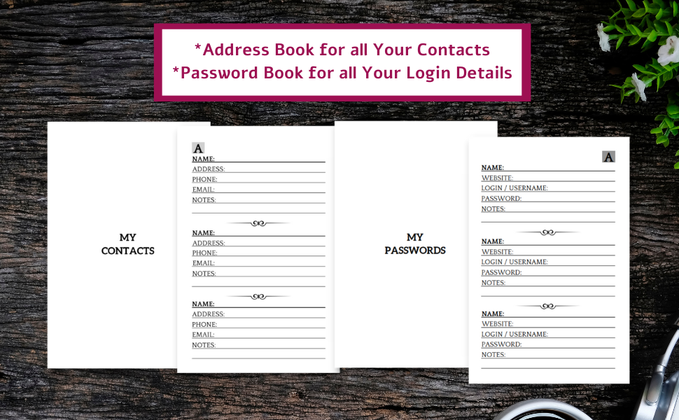 Address Book Large Print All In One Organizer For Contacts, Addresses, Passwords And Phone