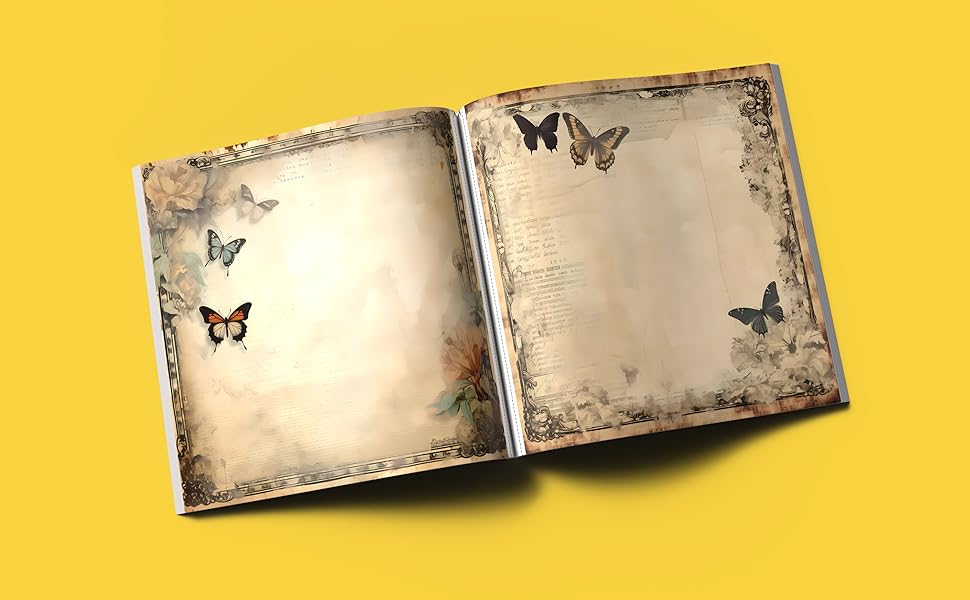 Vintage Butterfly Scrapbook Paper: Double Sided 8 x 8