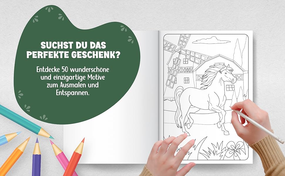 Mein Pferde Malbuch: 50 wunderschöne und anspruchsvolle Pferde-Motive ...