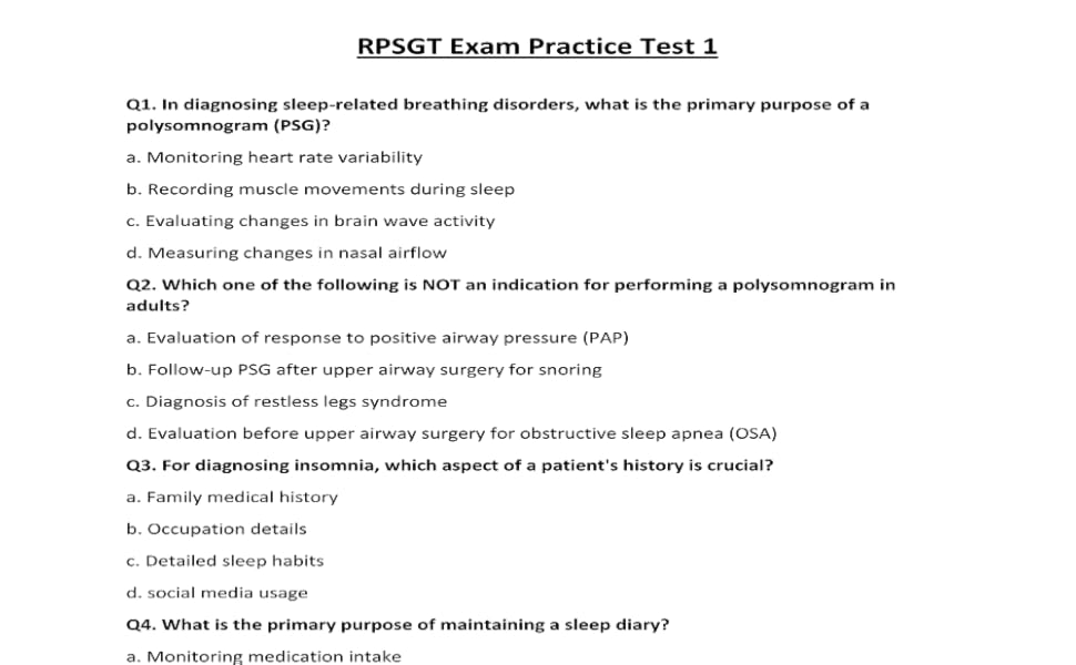 RPSGT exam study guide, 350 practice questions and 2 Practice tests for