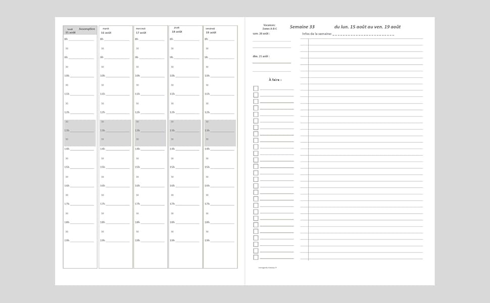 Agenda 2023 2024 Format A4 Semainier du lundi au vendredi sur 1 page de Notes To