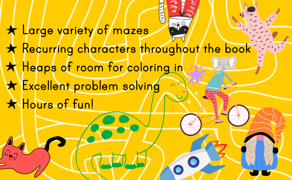 Spaghetti mazes, round mazes, rectangle mazes, picture mazes for children 4-6 years old