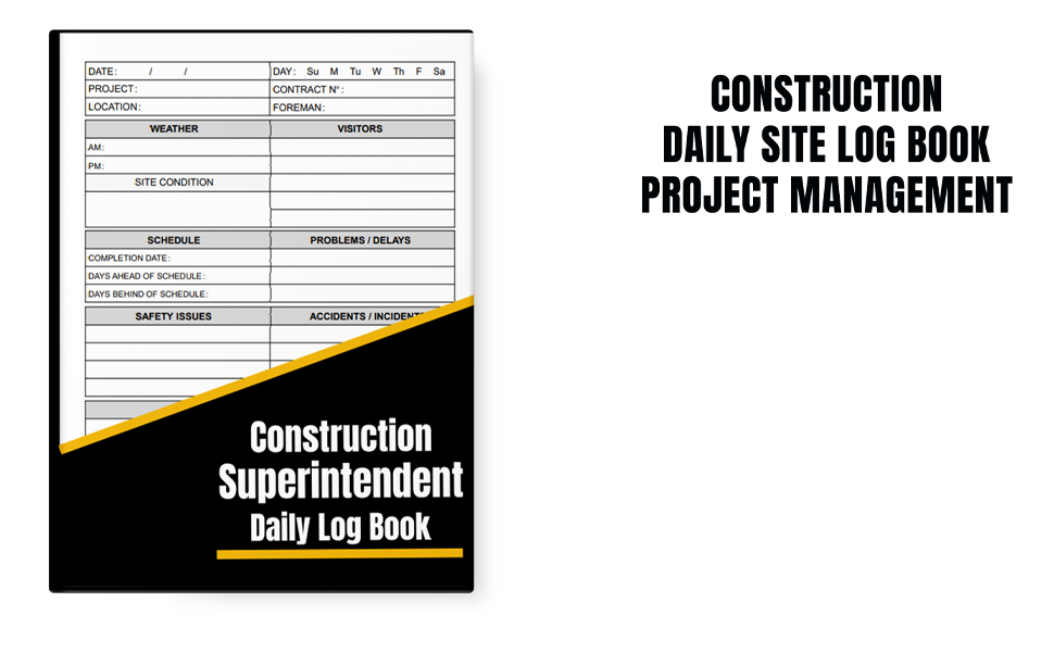 Construction Superintendent Daily Log Book Construction Site Managers
