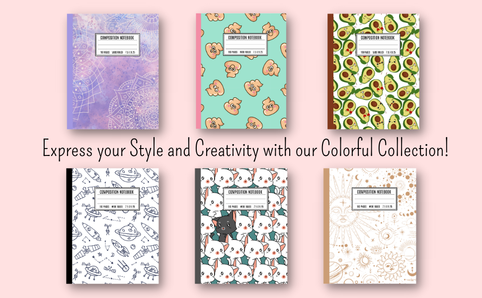 Composition Notebook Wide Ruled Cute Sun Notebook 7.5" X 9.25" 110 Pages