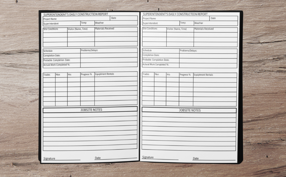 Construction Superintendent Daily Log Book Project Management Daily