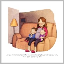 The girl, mom, and new baby snuggle on a couch.