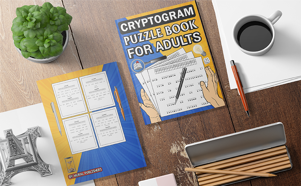 Cryptogram puzzle book for adults A Brain Teasers Positive Crypto quotes book to Improve Memory
