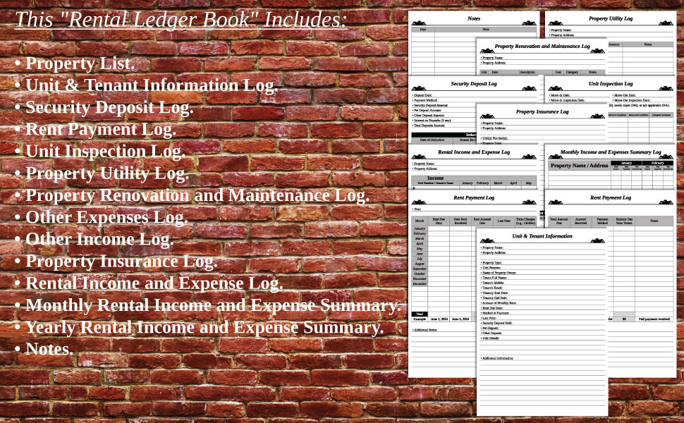 Simple Rental Ledger Book Rental & Expenses