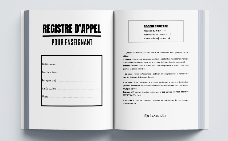 Page De Garde Cahier D'appel Amazon.fr - Registre d’appel pour enseignant: Cahier d'appel journalier