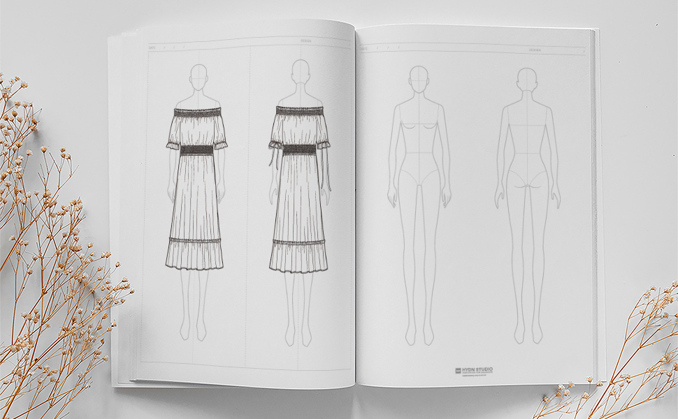 Womenswear Fashion Sketchbook A4 with Female 10Head Figure