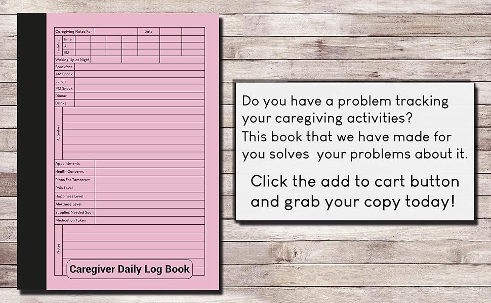 Caregiver Daily Log Book Personal Caregiver Organizer Log Book, Patient Care Report....to
