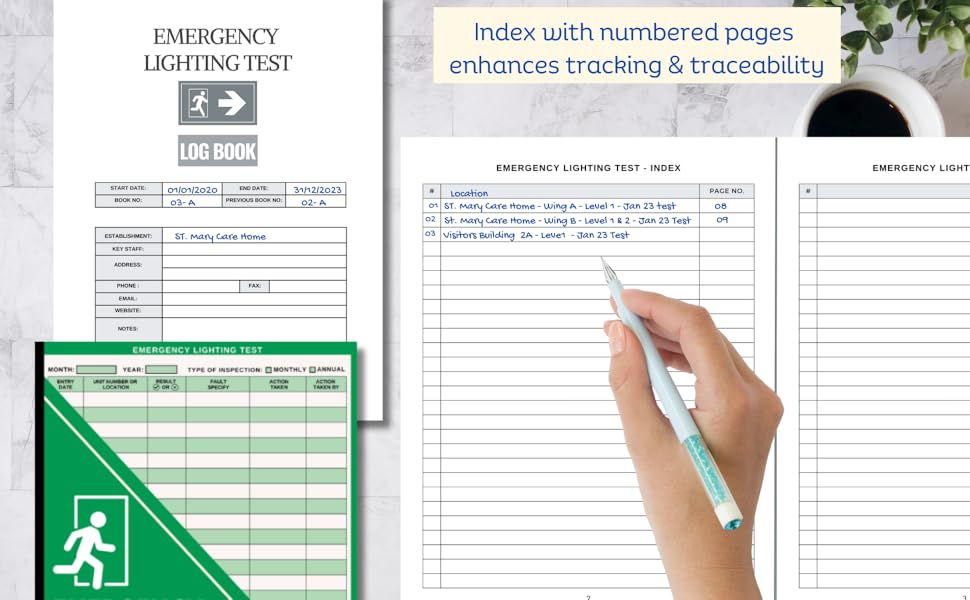 Emergency Lighting Log Book Jumbo 150 Page (A4) Emergency Light Testing , Inspection
