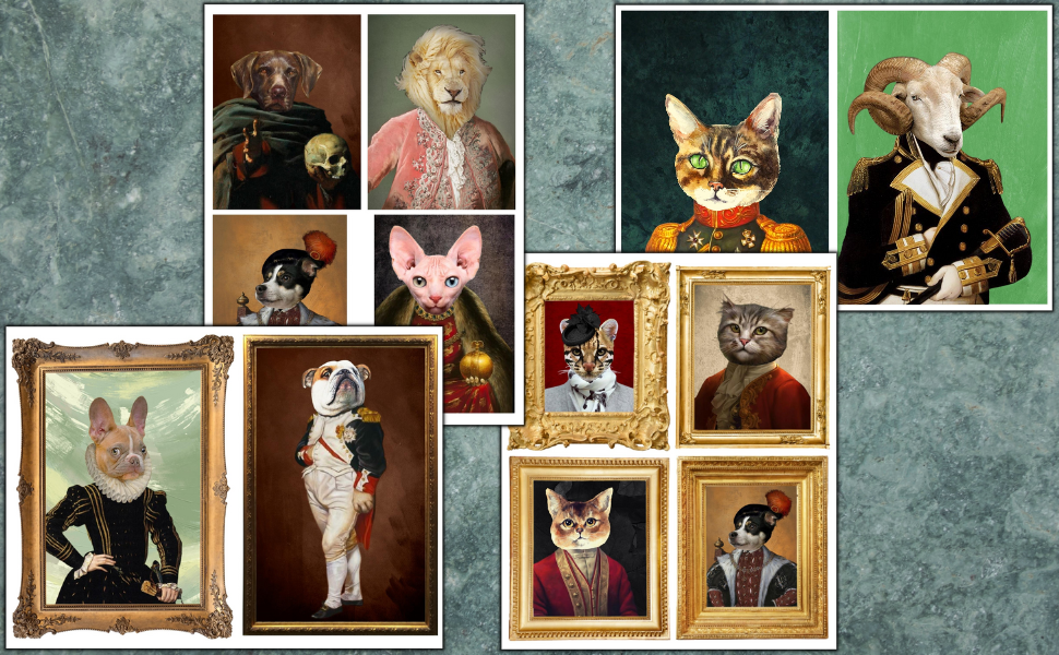 Animal Heads on Human Bodies To Cut Out and Collage Original Design