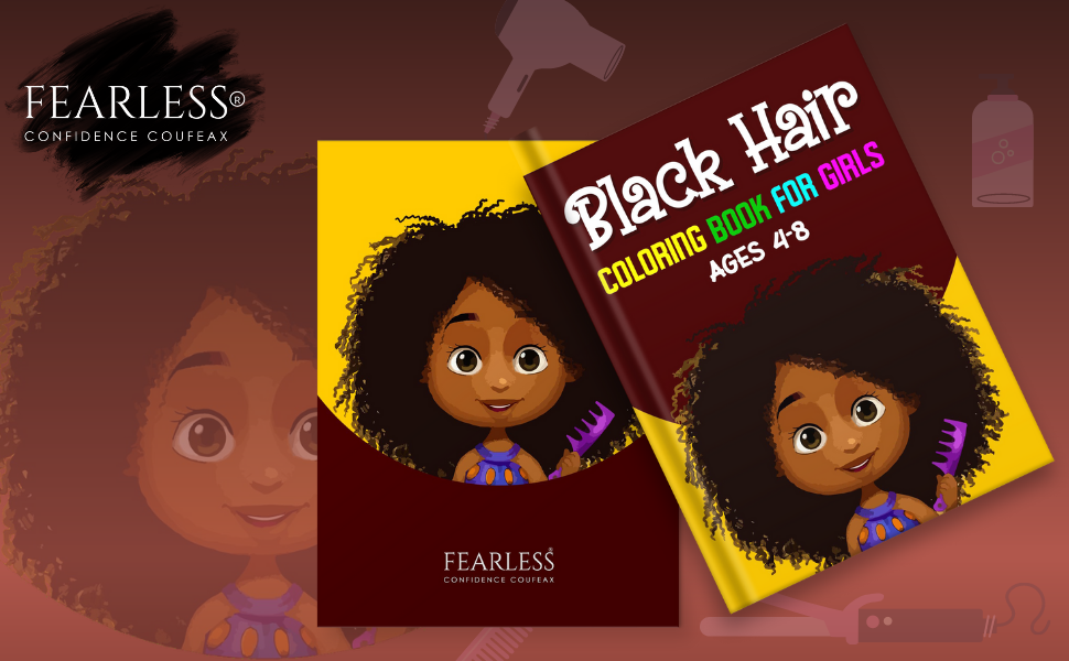 black hair coloring book for girls, black girl magic, black history month, black girls coloring book