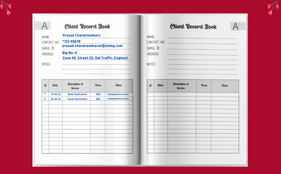 Alphabetical Client Record Book Organize and Manage Your Business, 250