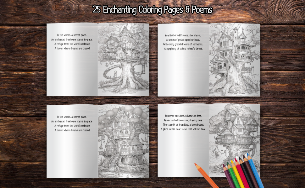 Enchanted Treehouse Poem Coloring Book 25 Enchanting Coloring Pages