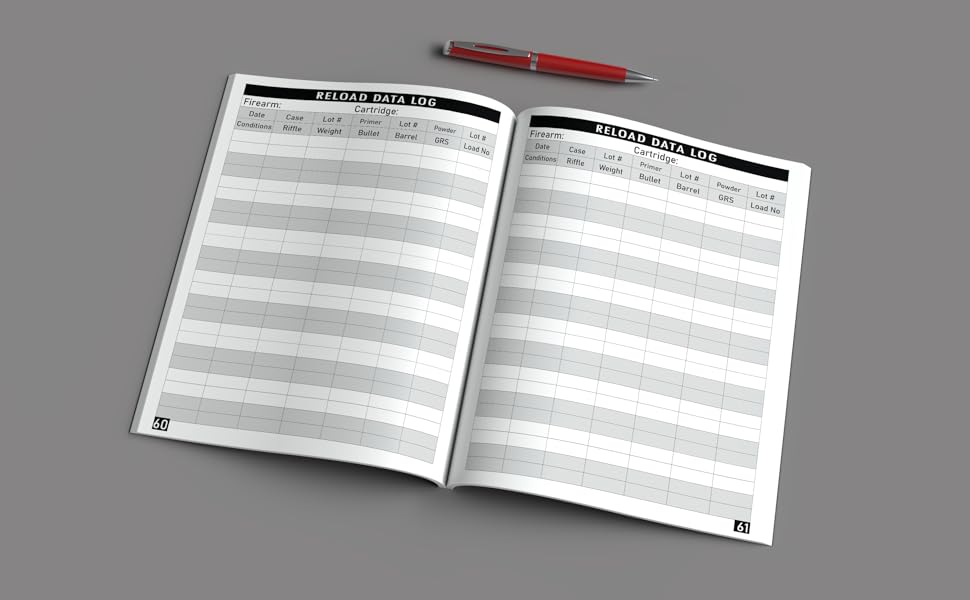 Reloading Data Log Book Ammo Reloading Journal Sheets for Reloaders to