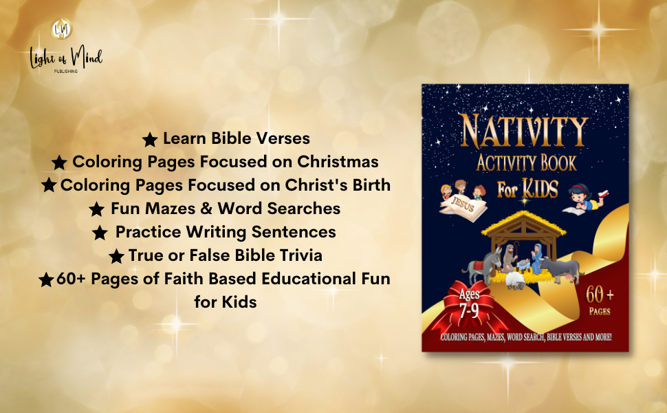Nativity Activity Book for Kids Ages 79 FaithBased Activity Book for
